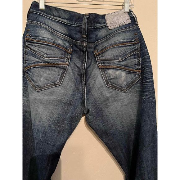 Helix Boot Cut Jeans Mens Size 34x34 just stressed, raw hem - Picture 3 of 3